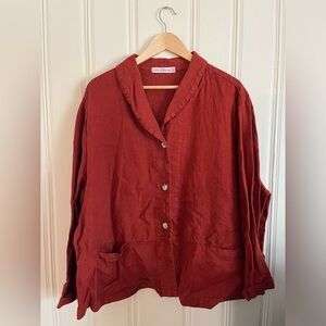 Cut loose linen button down shirt or light jacket